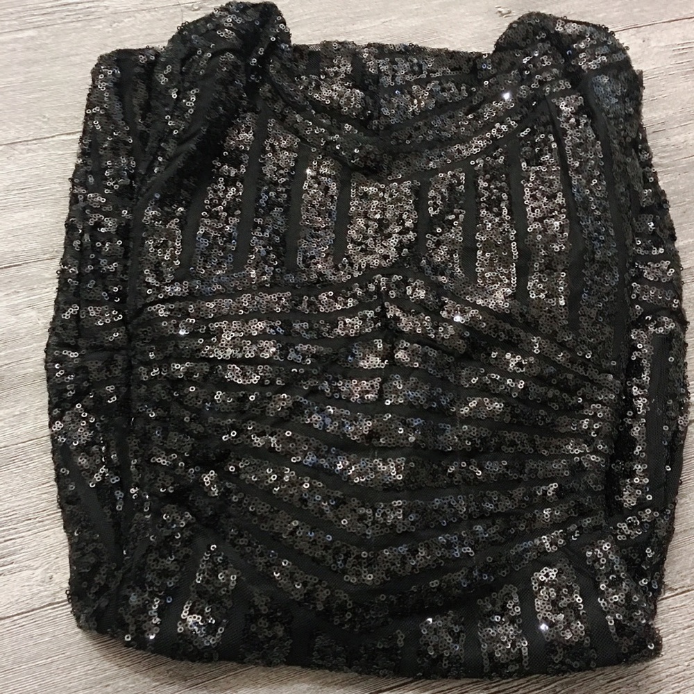 💕Celebrity! Sexy Black Long Sleeve Sequin Dress - Picture 5 of 8